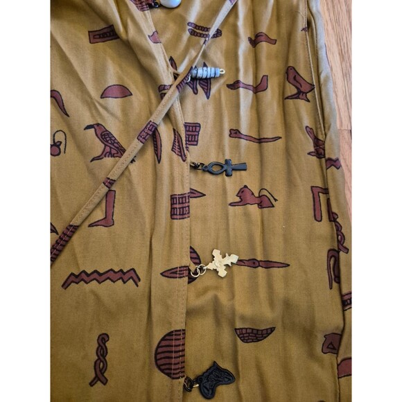 AS•HRO Vintage 90s Y2K Egyptian Charm Wrap Hieroglyphics Graphic Skirt Tan Sz M - Picture 5 of 7